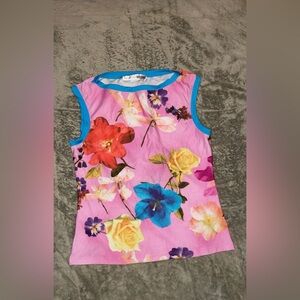 Pink floral sleeveless top